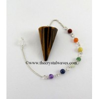 Tiger Eye Agate Faceted Pendulum With Chakra Chain